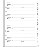 Password Book Refills for A5 Binder - A-Z Password Notebook Refill Paper with Alphabetical Tabs, ...