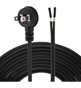 RTNLIT 8 Feet Lamp Cord with Flat Plug, Stripped Ends Ready for Wiring, 18AWG SPT-2 Replacement P...