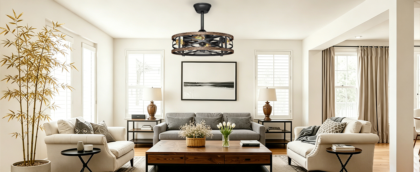 caged ceiling fan for office