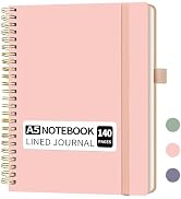 YOXMJDB A5 Lined Spiral Notebook with Pen Holder, 140 Pages Hardcover Journal for Women, To Do Li...