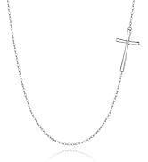 BriLove 925 Sterling Silver Cubic Zirconia Delicate Cross Sideways Choker Necklace for Women Clear