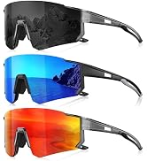 Foliful Sports Polarized Sunglasses Men Women for Running Baseball Hiking | 3 Pack Lightweight Su...