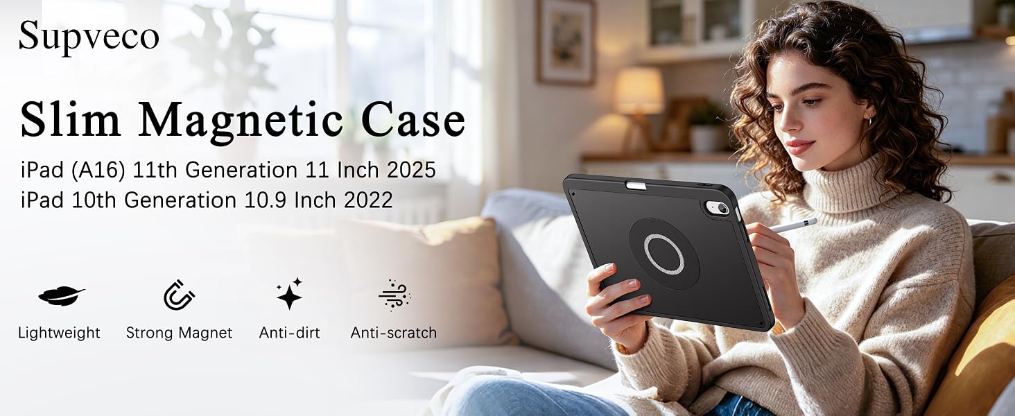 iPad A16 case magnetic iPad 10th 11th generation 10.9 inch case slim easy carry