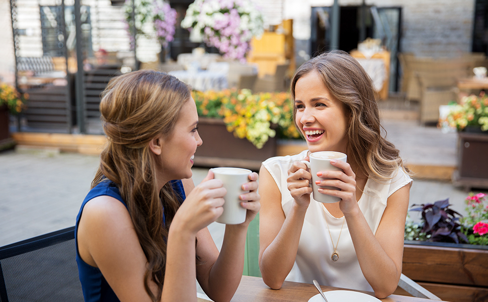 Drinking coffee