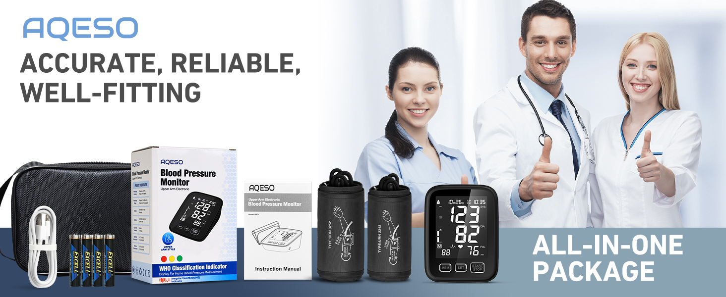 AQESO Blood Pressure Monitor, Accurate, Reliable and Well-fitting