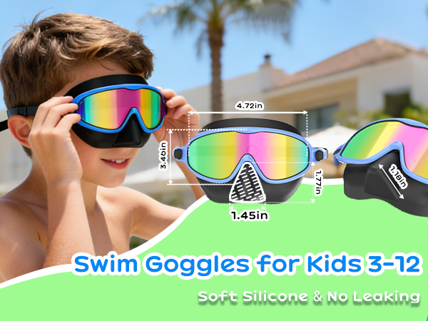 Kids Swim Goggles with Nose Cover