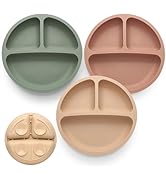 Eascrozn Suction Plates for Baby 3 pack, Stay Put Divided Toddler Plates, 100% Food Grade Silicon...