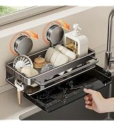 vorona Sponge Holder for Kitchen Sink with Suction Cup, Rustproof Stainless Steel Sink Caddy with...