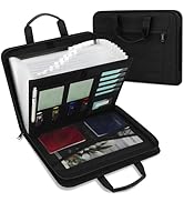 Uquelic File Organizer - Expanding File Folder Organizer with Handle and Zipper, 12 Pockets A4 Ex...