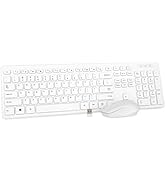 Wireless Keyboard and Mouse Combo - Rii Standard Office PC Keyboard and Optical Wireless Mice (Wh...