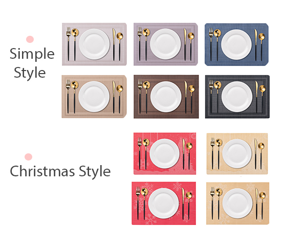 Washable Woven Vinyl Kitchen Placemats Set of 4
