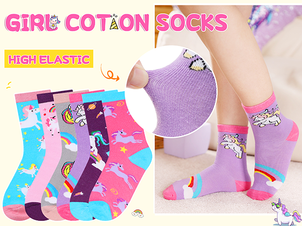 Girls Cotton Crew Socks Kids Novelty Animal Soft Funny school play Casual Fashion Unicorn Gift Socks