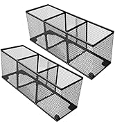 WenkeDigi New Pen Pencil Holder Metal Mesh Desk Organizer,3 Compartments Office Caddy Storage, Bl...