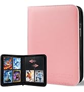 BYSTER 4 Pocket Card Binder, Premium PU Trading Card Binder with Zipper, 160 Capacity Side-Loadin...