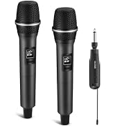 LUVUMVLT Wireless Microphones, Dual Handheld Dynamic Mic with Ultra-Stable Rechargeable Receiver ...