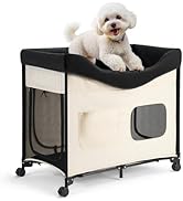 VEVOR Bedside Lounge Pet Bed, Foldable Bunk Dog Bed with 600D Oxford Cloth and Dutch Velvet, Port...