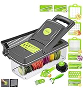 Vegetable Chopper 16 in 1, 9 Blade Veggie Food Chopper with Container 1.2L, Slicer Dicer Cutter w...