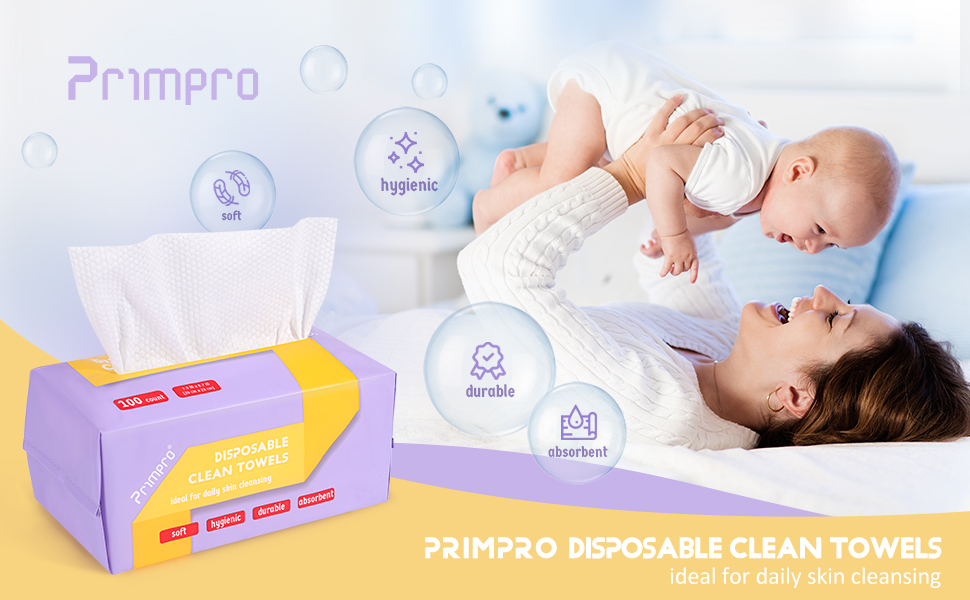 Primpro Disposable Clean Towels Ideal for Daily Skin Cleansing