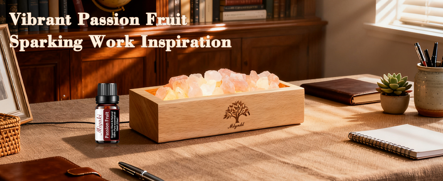 Passion Fruit Essential Oil & Pink Salt Lamp for Work Inspiration,Creativity,and Office Aromatherapy