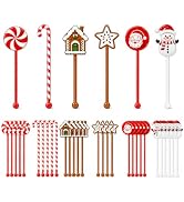 36 Pcs Winter Drink Stirrers Xmas Stir Stick Holiday Coffee Swizzle Stick Reusable Plastic Hot Co...