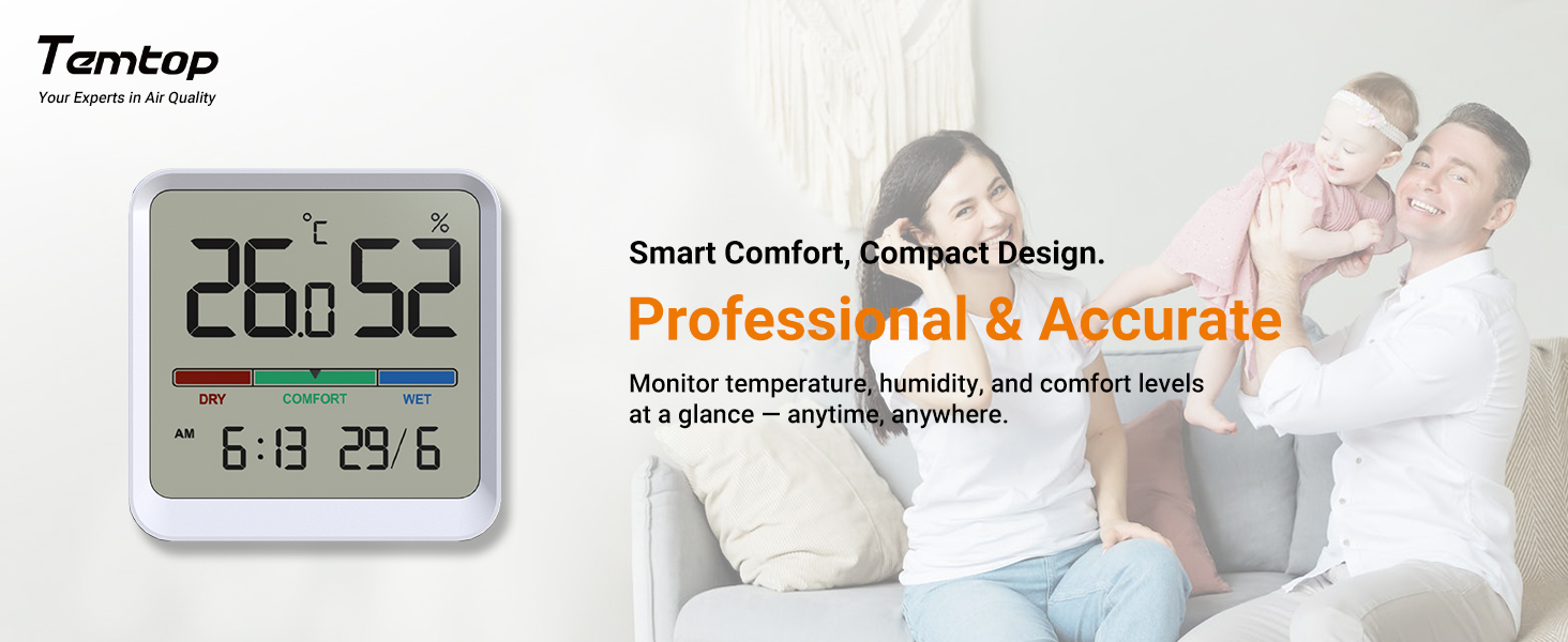 thermometer humidity monitor sensor hygrometer digital temp indoor outdoor T1SE Temtop home baby