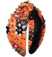 FAERLIIRY Halloween Headbands for Women Rhinestone Knotted Headbands Crystal Embellished Wide Kno...