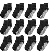 Tphon Non Slip Toddler Socks 12 Pairs Kids Grip Sock for Boys Girls Baby Ankle Socks with Gripper...