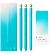 Kaco POPUP Gel Ink Pen Klam Blue 3 Pieces, Side Press Design, Soft Rubber Coated Barrel, Metal We...