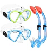 2 Sets Snorkeling Gear for Kids, Kids Snorkel Set for Ages 6-14, Dry Top Snorkel Mask Set for You...