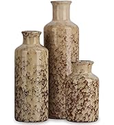 Ceramic Vase Set of 3, Modern Home Decor Distressed Rift Ceramic Small vase for Country Home Deco...