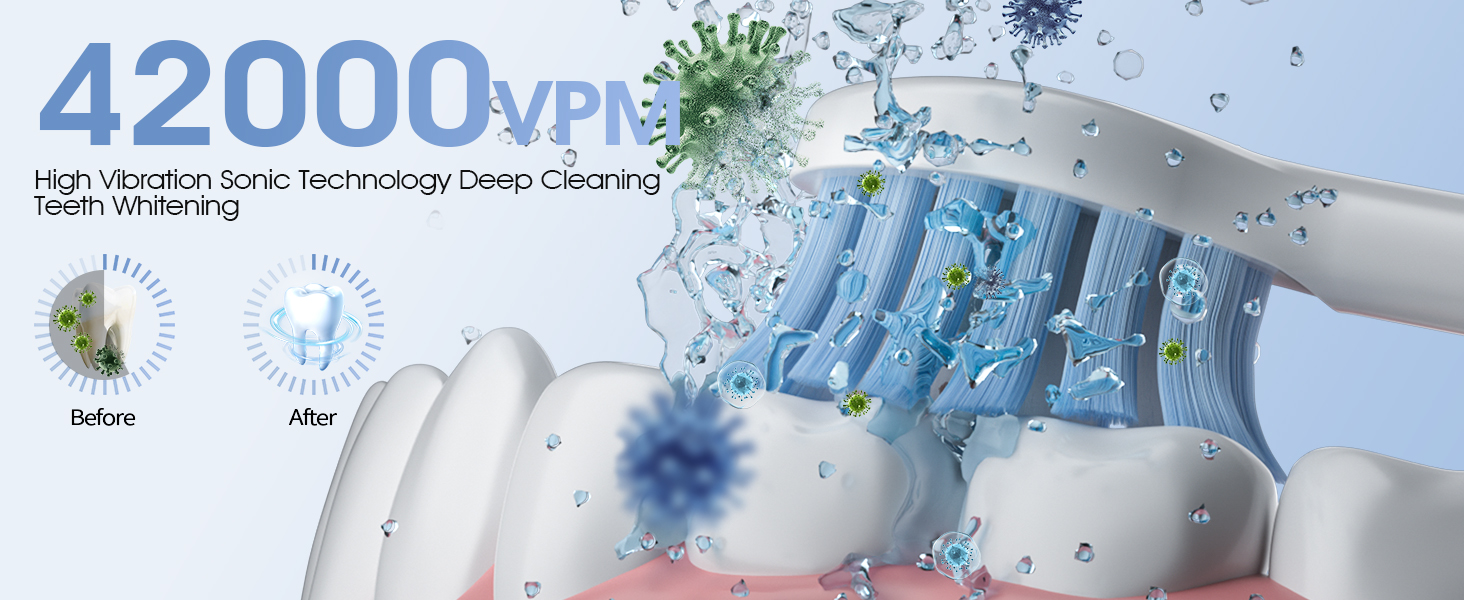 Sonic toothbrush 42,000 VPM