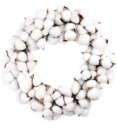 12 Inch Cotton Wreath Cotton Boll Wreath Rustic Wreaths for Front Door Wedding Decoration