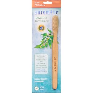 Auromere bamboo toothbrush with cardboard packaging