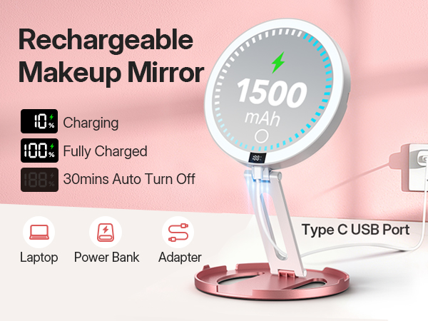 Travel Magnifying Mirror with Light