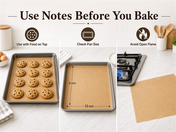 Use notes for MZZURR parchment sheets showing flat placement and trimming.