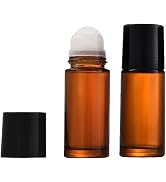 Calsgkspray 2 Pcs Brown 50ml Glass Essential Oil Roller Bottles Refillable Roll on Bottles Empty ...