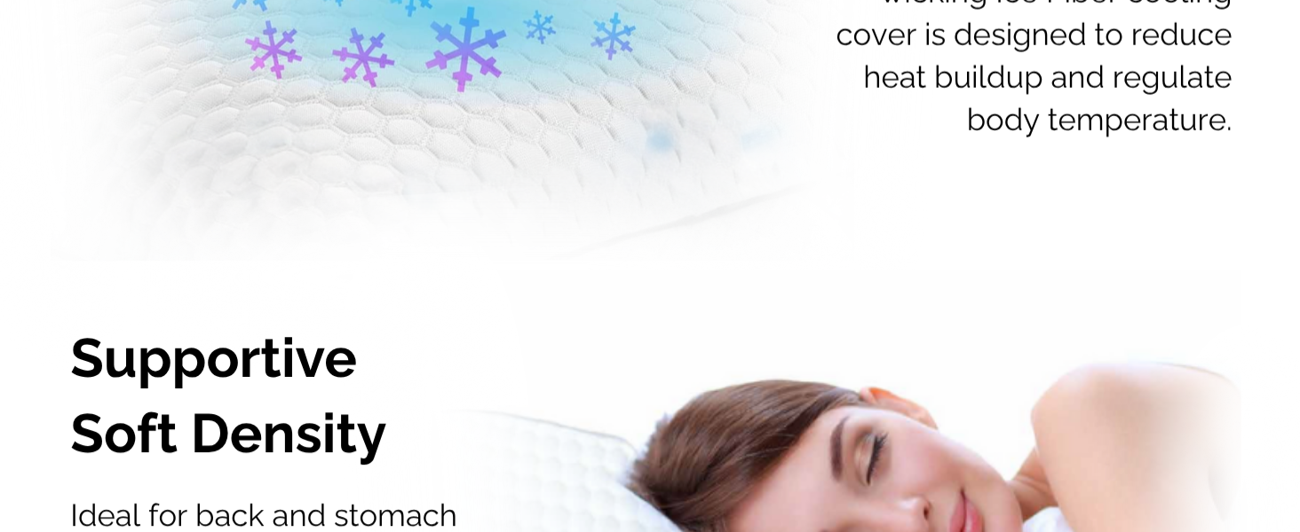 Pressure relief pillow, cooling bed pillow, hypoallergenic pillow, shoulder support pillow