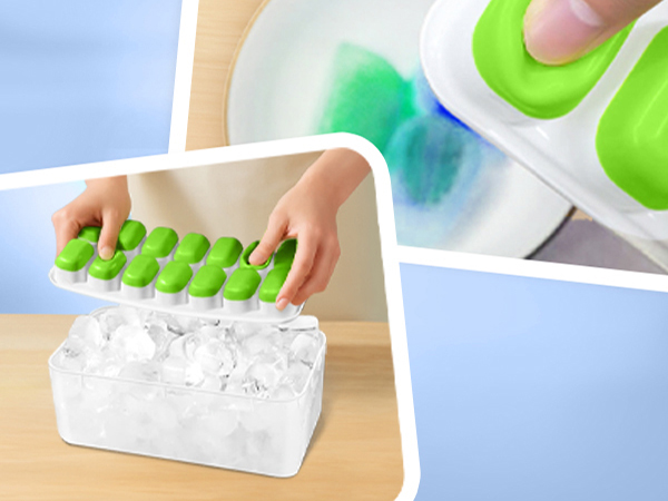 Ice Cube Tray For Freezer Mold Silicone Plastic Nugget Lid Bin Whiskey Cocktail Drink Kit Bucket
