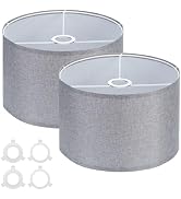 PATIKIL Drum Lamp Shades for Table Lamps 12"x12"x8" Linen Lampshade Set of 2 Easy Assembly Lamp S...