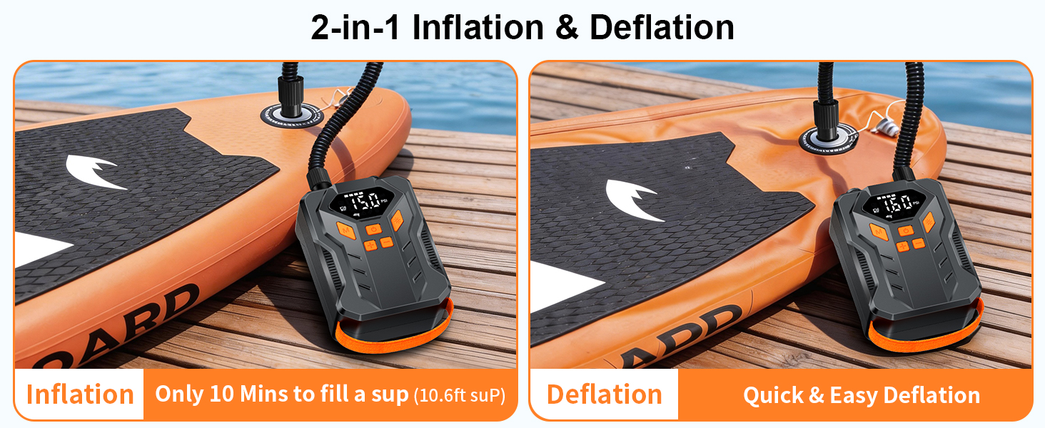 2-in-1 Inflation & Deflation SUP Pump