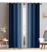 Yakamok Blue and Greyish White Ombre Curtains, Room Darkening Gradient Color Curtains for Bedroom...