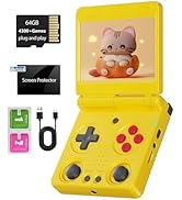 RG34XXSP Foldable Retro Handheld Game Console , 3.4 Inch IPS Screen Linux System Sunken Dual Joys...