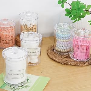 Qtip Holder Dispenser, Apothecary Jars for Cotton Swabs