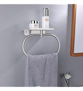 DIYZON Towel Ring with Shelf Steel Self, 304 Stainless Steel Sticky Hand Towel Holder, Self Adhes...