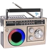 M-Amazup Radios Portable AM FM, Retro Portable Radio with Bluetooth Speaker and Flashlight, Stron...
