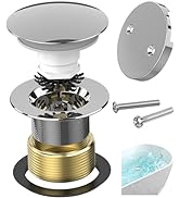Sogmeter Chrome Plated Tub Drain Kit with Hair Catcher, Premium Brass Mushroom Tip-Toe Bathroom T...