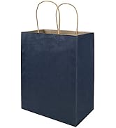 100 Pack 8x4.75x10 inch Medium Blue Gift Paper Bags with Handles Bulk, Bagmad Kraft Bags, Craft G...