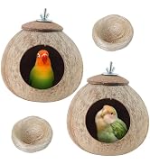 Apatal Coconut Bird Nest for Cage Natural Coconut Shell Birds House 2 Pack Parakeet Small Coconut...