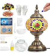 BOHMR DIY Turkish Mosaic Lamp Kit for Adults, Vibrant Stained Glass Table Lamp, Antique Moroccan ...