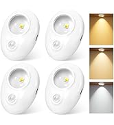 Motion Sensor Puck Lights, 3 Color Temps Dimmable Under Cabinet Light indoor, LED Wireless Rechar...